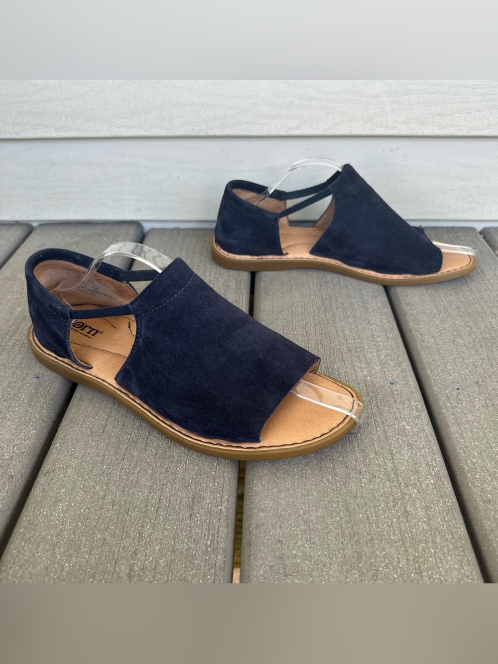 Born Women’s Size 11 Cove Modern Navy Blue Suede Flat Sandals Open Toe Sandals
